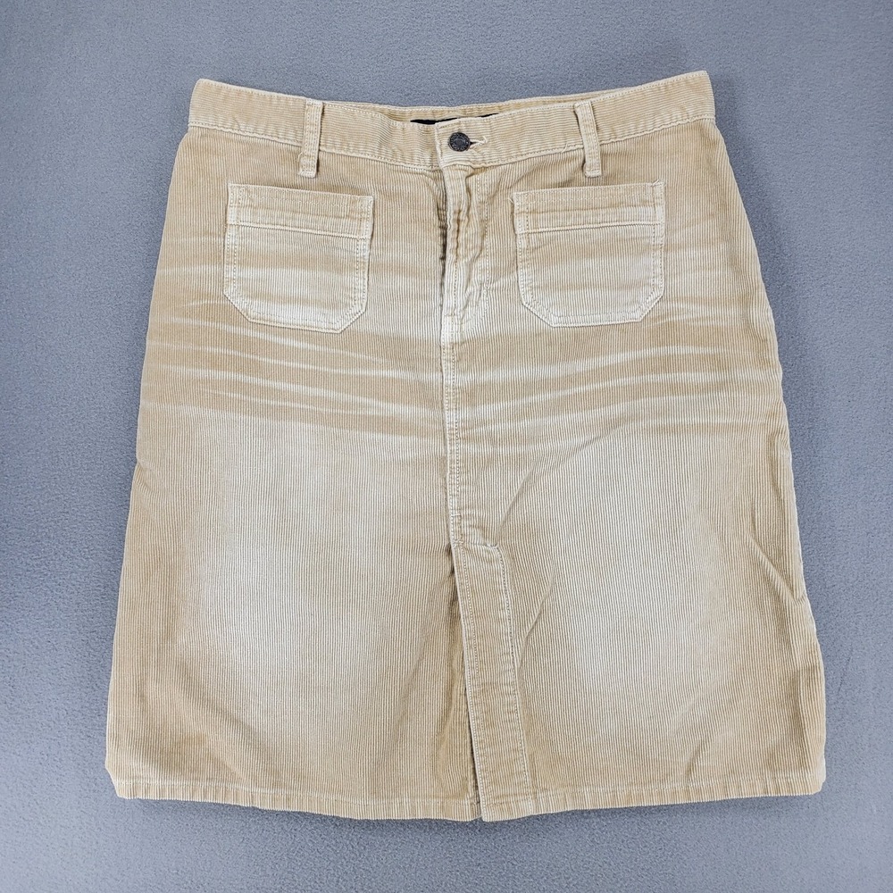 Abercrombie & Fitch Corduroy Khaki Skirt Vintage 90s Y2K Camel Tan Retro Slit